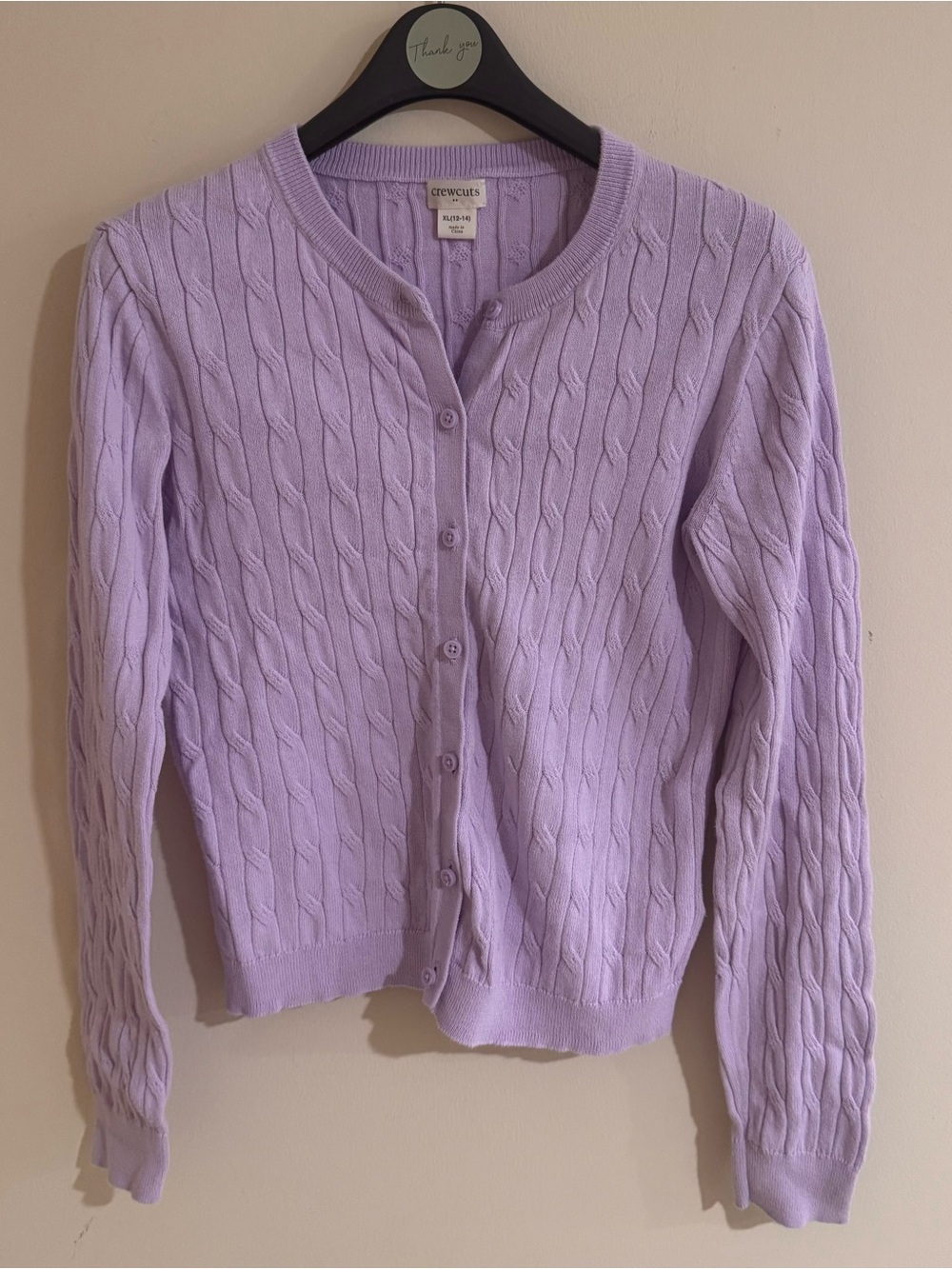 Crewcuts Lavender Cable-Knit Button Cardigan